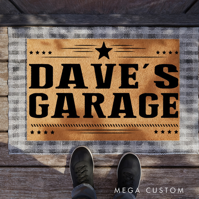Personalized Garage Doormat Custom Name Welcome Mat for Car Lovers and Man Cave Decor
