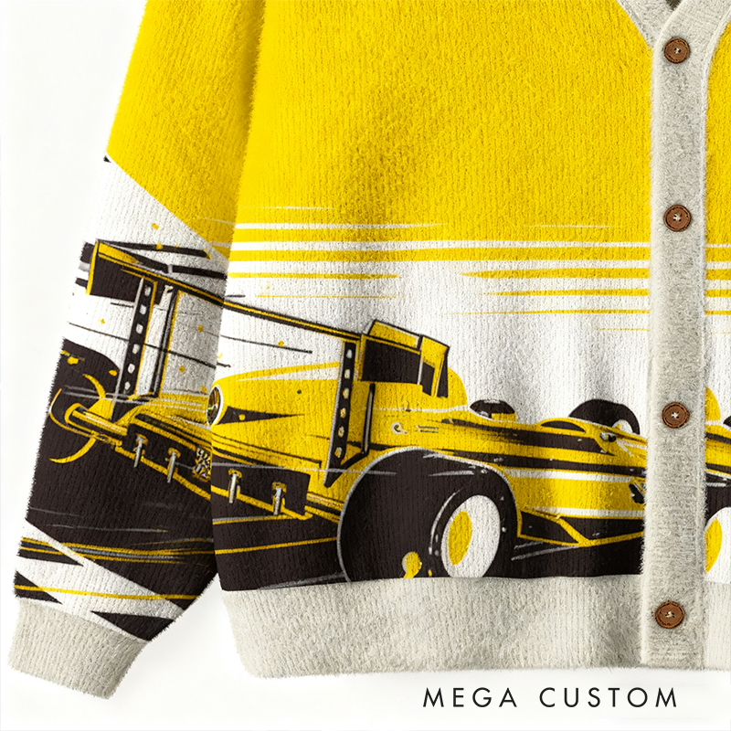 Personalized Racing Cardigan Sweater with Custom Number and Festive Design Perfect Christmas Gift