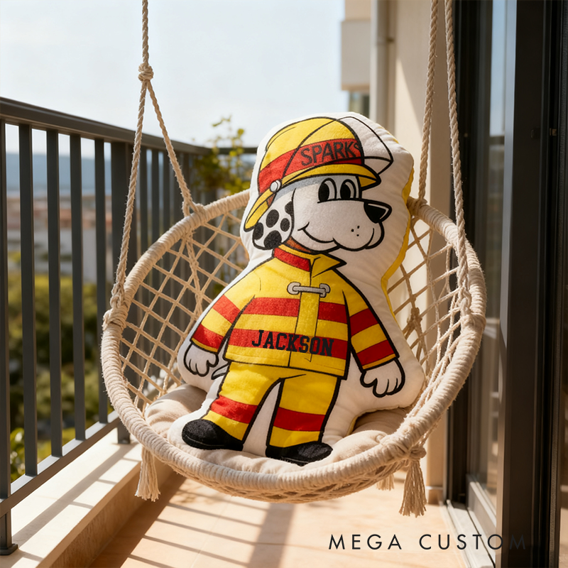 Personalized Firefighter Dalmatian Pillow Custom Name Design Cushion Adorable Gift for Firefighters Children 