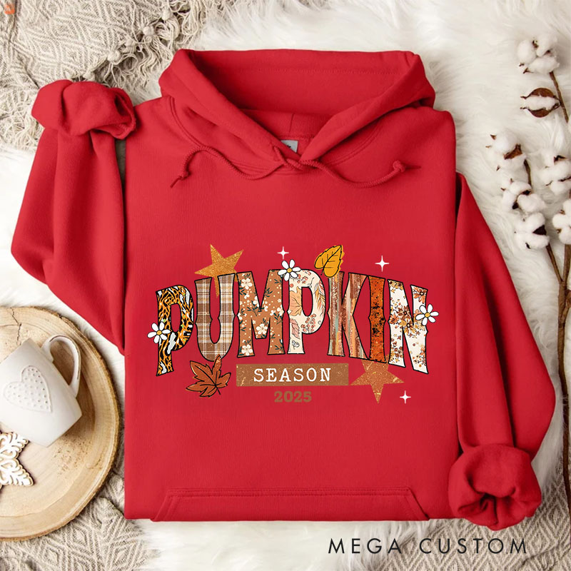 Personalized Pumpkin Season with Leaves and Rustic Autumn Halloween Charm Hoodies