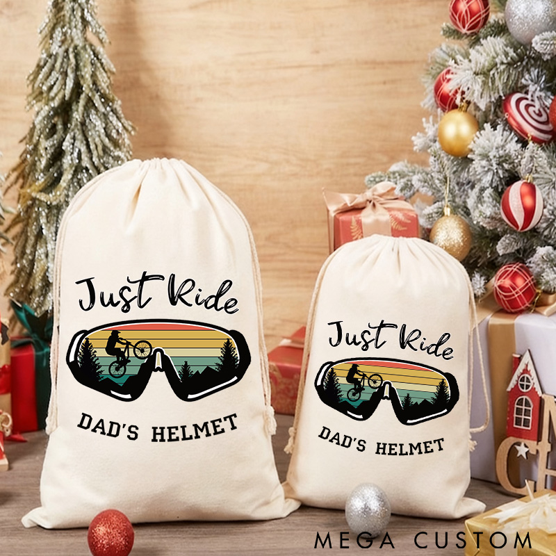 Personalized Merry Christmas Sack Family Christmas Gift Wrap Bag Helmet Bag Cycling Gift Bag Fathers Day Cycling Gift Cotton Cycling Kit Sports Bag Gift for Cyclist Bicycle Biker Riding Lovers