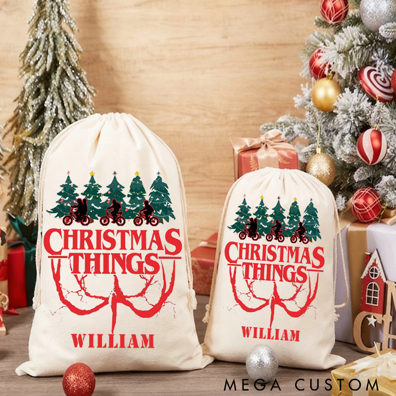 Personalized Merry Christmas Things Sack Family Christmas Gift Wrap Bag Cycling Gift Cotton Kids Friendship Cycling Kit Sports Bag Gift for Cyclist Bicycle Biker Riding Lovers
