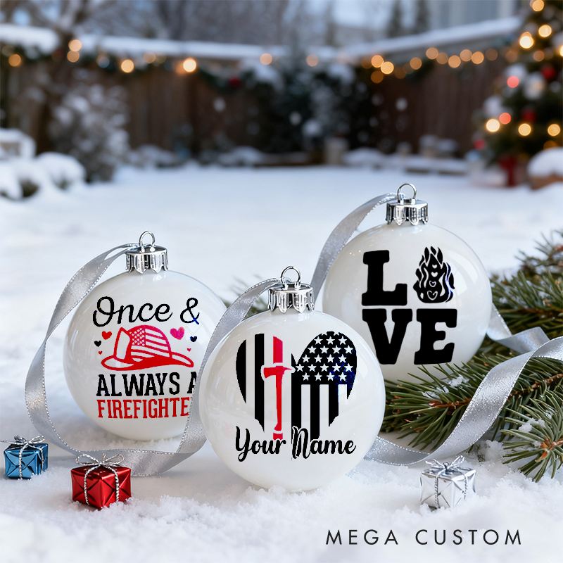 Personalized Firefighter Christmas Ornaments Heartfelt Designs Set of 3 Holiday Decorations