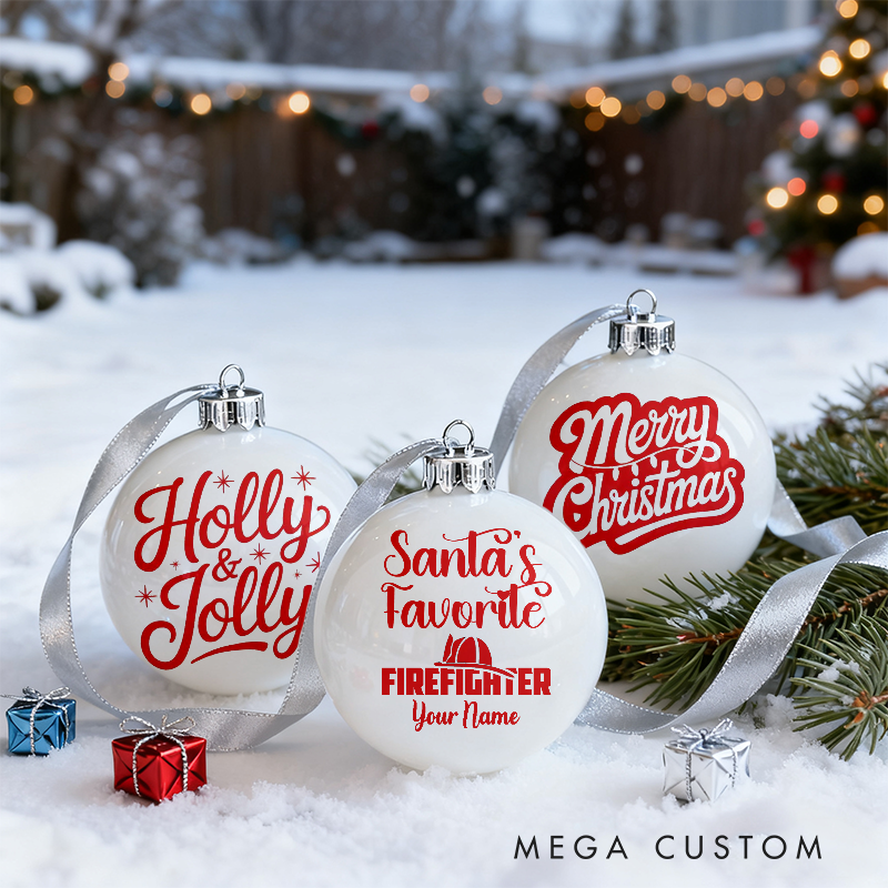 Personalized Firefighter Christmas Ornaments Festive Holiday Designs Set of 3 for Firefighter Family