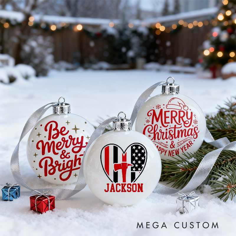 Personalized Firefighter Christmas Ornaments Festive and Patriotic Designs Set of 3 for Firefighter Family