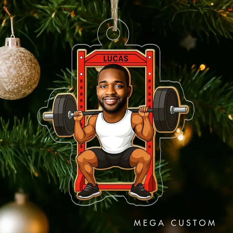 Personalized Body Builder Custom Name Gymer Acrylic Ornament Christmas Tree Decoration Gift for Fitness Lovers