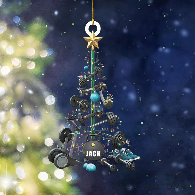 Personalized Fitness Tools Christmas Tree Ornament Dumbbell Fitness Keepsake Gym Lovers Gymer