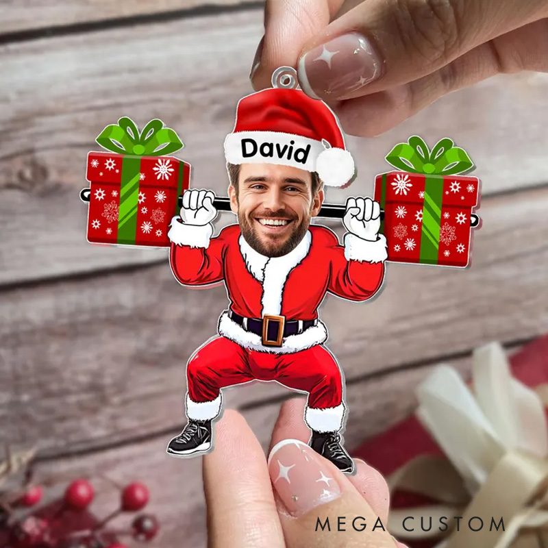 Personalized Gym Photo Ornaments Custom Merry Liftmas Ornament Weight Lifting Christmas Ornament Workout Christmas Weight Lifting Gift for Trainer
