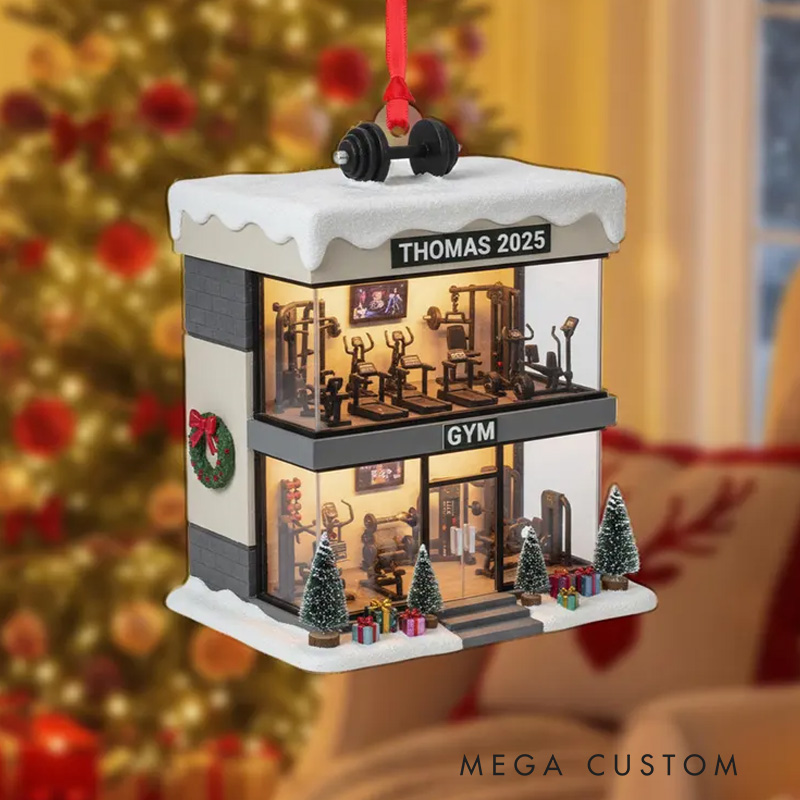 Personalized Gym Hanging Ornament Holiday Tree Ornament Fitness Fan for Gym Lovers