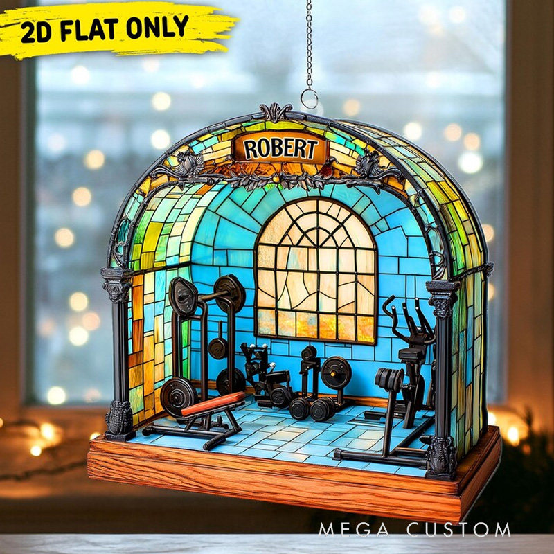Personalized Gym Christmas Suncatcher Custom Workout Gift for Gym Lovers