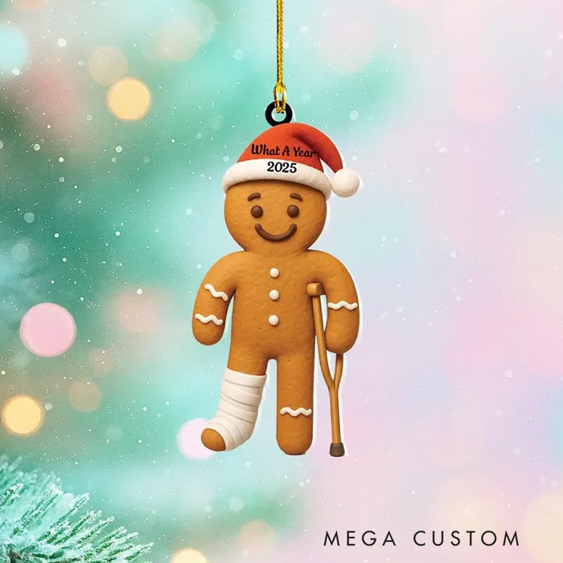 Personalized Broken Gingerbread Ornament Funny Hysterectomy Surgery Recovery Ornament for Gym Lovers