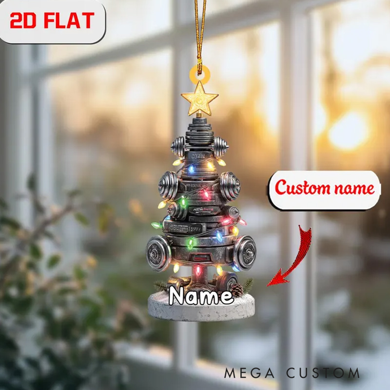 Personalized Custom Gym Christmas Ornament Weightlifting Tree Decor for Gym Lovers