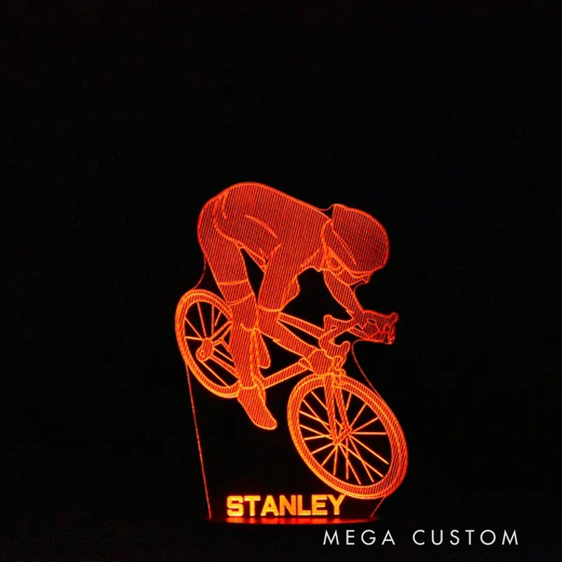 Personalized Racing Bike LED Night Light Custom Name Bicycle Led Lamp Biker Birthday Gift Cyclist Bedroom Decor Cycling Sign Engraved Bike Lamp