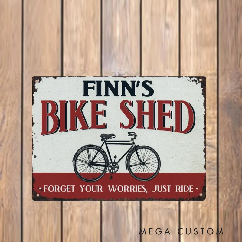 Personalized Bike Shed Metal Sign Vintage Style Metal Bicycle Decor for Cycling Riding Lovers