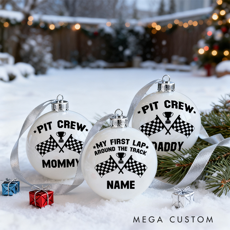 Personalized Racing-Themed Christmas Ornaments Custom Designs Set of 3 Gift for Racing Families