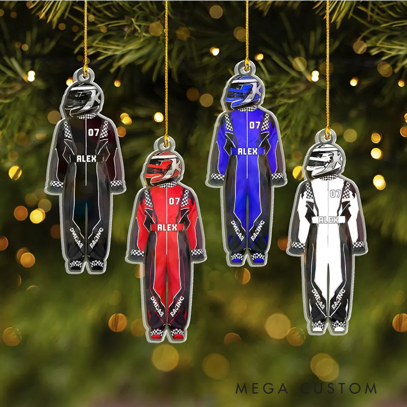 Personalized Racer Suit Ornament Customizable Design Gift Acrylic Ornament for Racing Motorsport Enthusiasts
