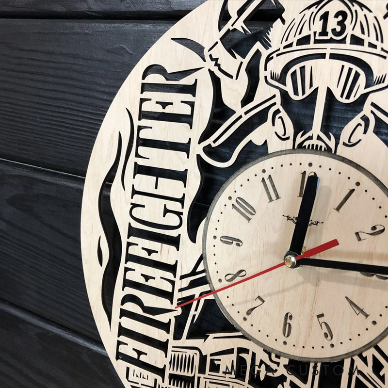 Personalized Firefighter Wooden Wall Clock with Detailed Engraving Gift for Firefighters and Everyday Heroes
