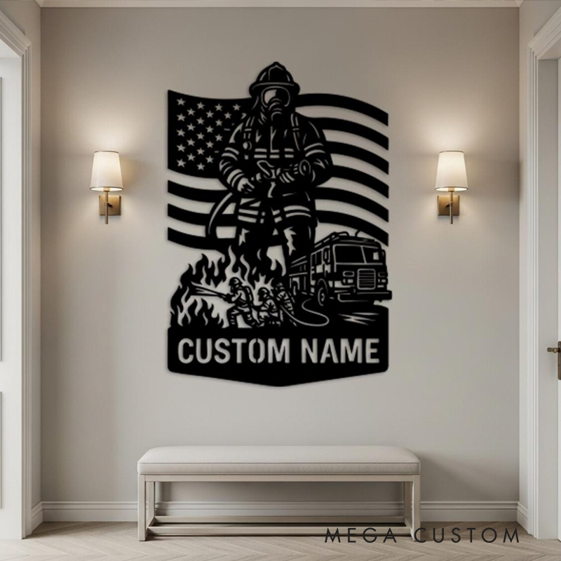 Personalized Firefighter Metal Wall Art with Custom Name Gift for Firefighters and Everyday Heroes