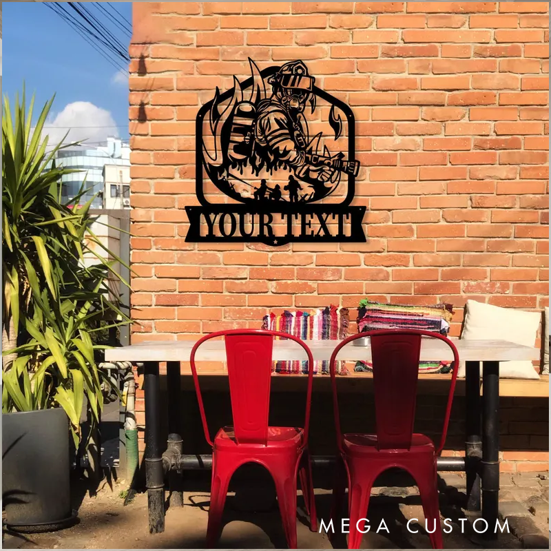 Personalized Firefighter Themed Metal Wall Art with Custom Text Gift for Firefighters and Everyday Heroes