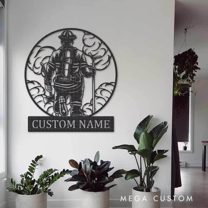 Personalized Firefighter Metal Wall Art with Custom Name Unique Gift for Firefighters Families