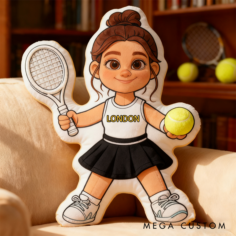 Personalized Graphic3DPrint Girl Tennis Pillow with Custom Name for Tennis Fans