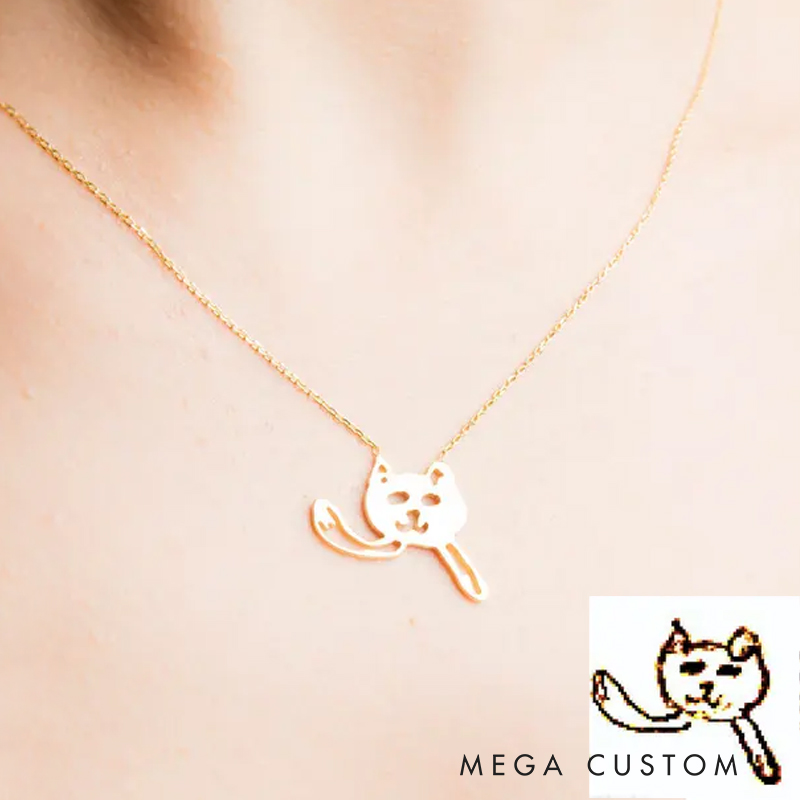 Personalized Actual Kids Drawing Necklace Children Artwork Gifts for Family