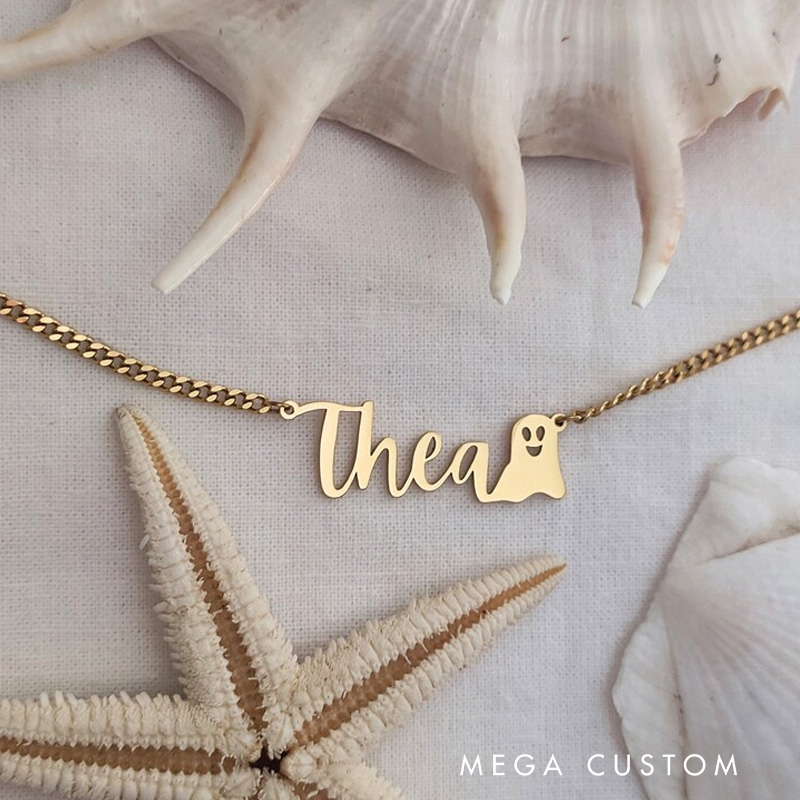 Personalized Ghost Necklace Whimsical Custom Jewelry Thoughtful Gift for Halloween Enthusiasts