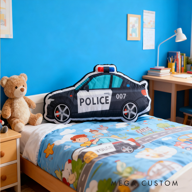 Personalized Police Car Shaped Cushion Fun and Comfortable Decorative Pillow Car Enthusiasts Gift
