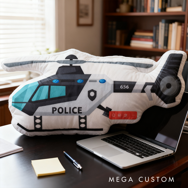 Personalized Police Helicopter Shaped Cushion Decorative Pillow for Aviation and Vehicle Enthusiasts Gift