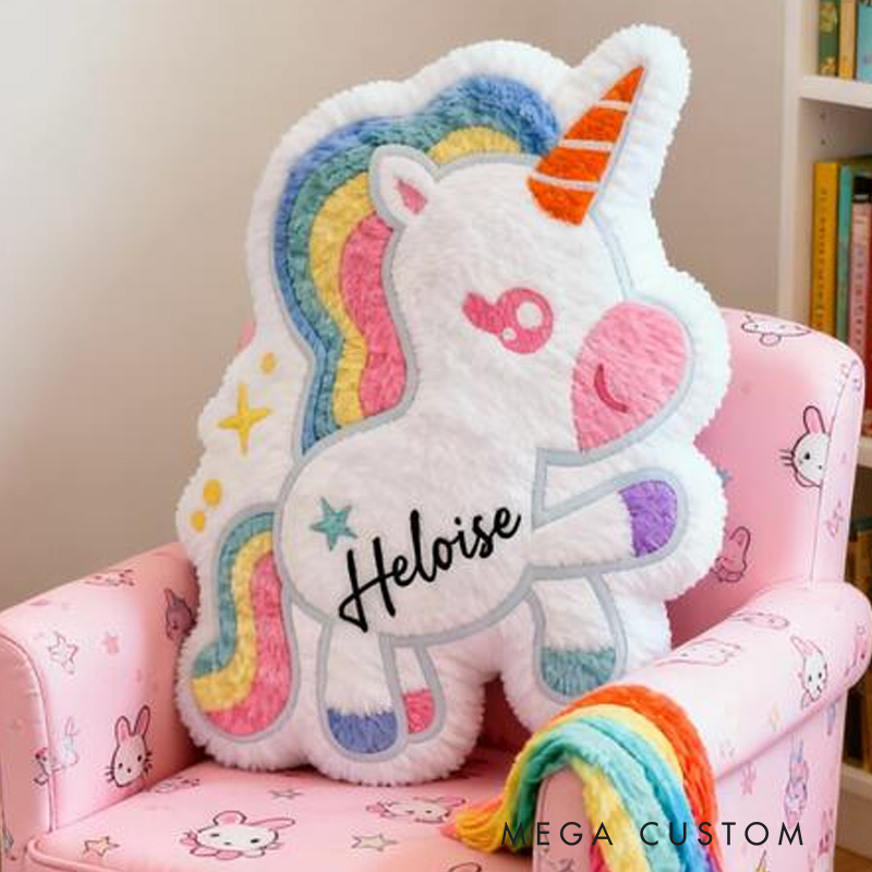 Personalized Rainbow Dream Horse Name Custom Soft Decorative Gift Colorful Style Cute Magical Dream Lovely Pony Fun Playroom Cozy Sweet Bedroom Graphic 3D Print Pillow