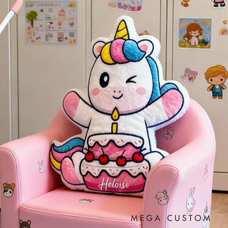 Personalized Dream Horse Cake Name Custom Soft Decorative Gift Rainbow Sweet Style Cute Magical Dream Lovely Pony Cozy Bedroom Fun Princess Room Graphic 3D Print Pillow