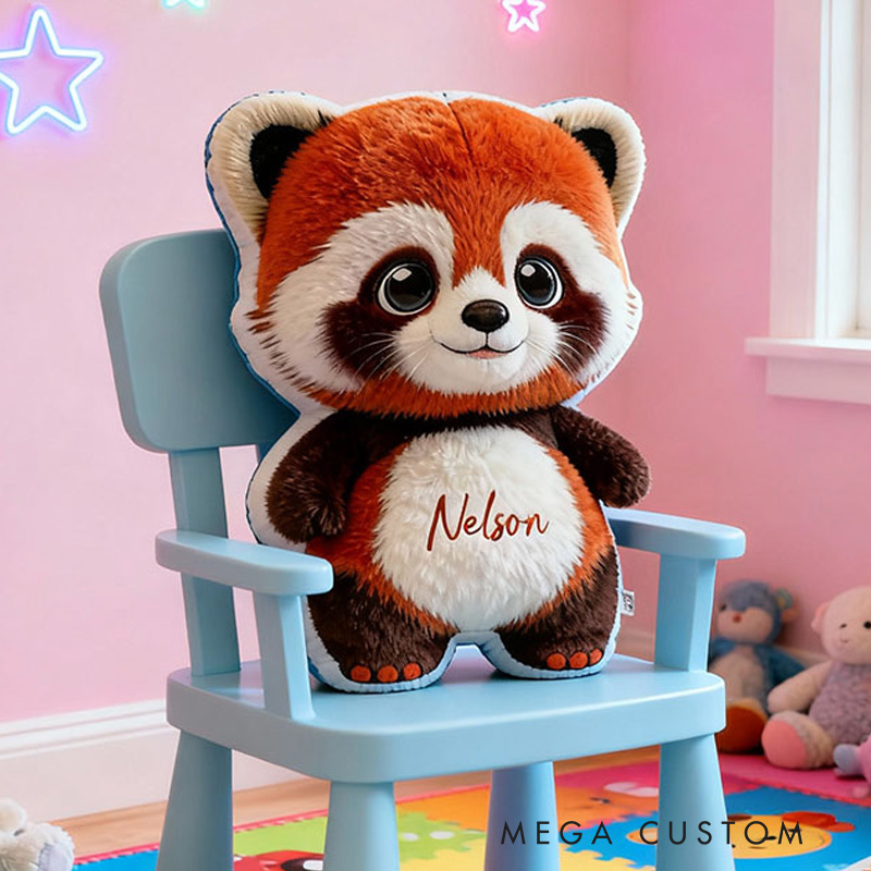 Personalized Red Panda Name Custom Soft Decorative Gift Forest Animal Style Cute Cuddly Cozy Kid Room Warm Hug Lovely Wildlife Adventure Friend Graphic 3D Print Pillow