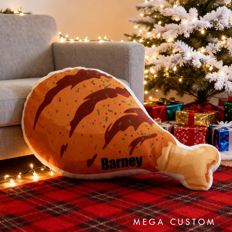 Personalized Fried Chicken Drumstick Name Custom Soft Decorative Gift Food Lover Style Fun Tasty Cozy Home Kitchen Playful Snack Comfort Unique Graphic 3D Print Pillow