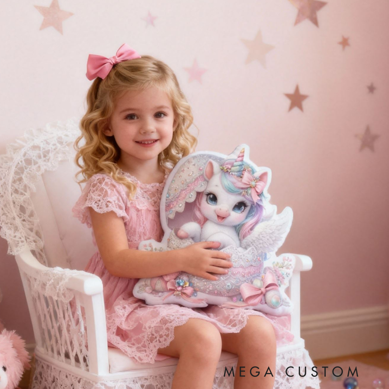 Personalized Eggshell Dream Horse with Name Graphic 3D Print Pillow Christmas Gift for Kids or Baby Birthday Gift