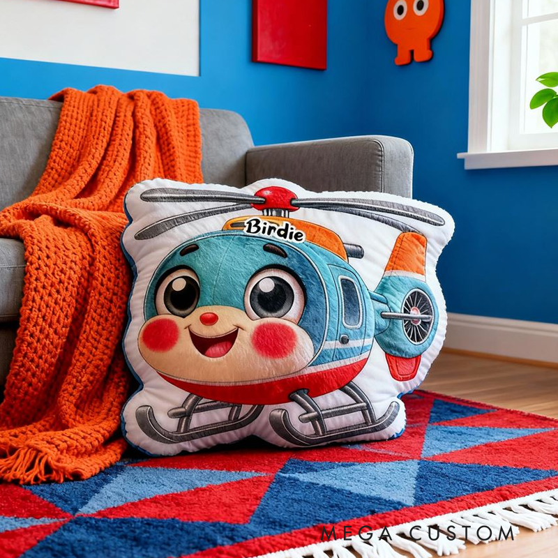 Personalized Helicopter with Name Graphic 3D Print Pillow Christmas Gift for Kids or Baby Birthday Gift