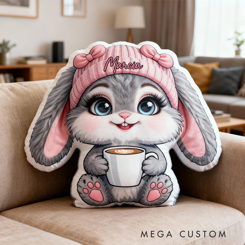 Personalized Cartoon Rabbit Pattern with Name Graphic 3D Print Pillow Christmas Gift for Kids or Baby Birthday Gift