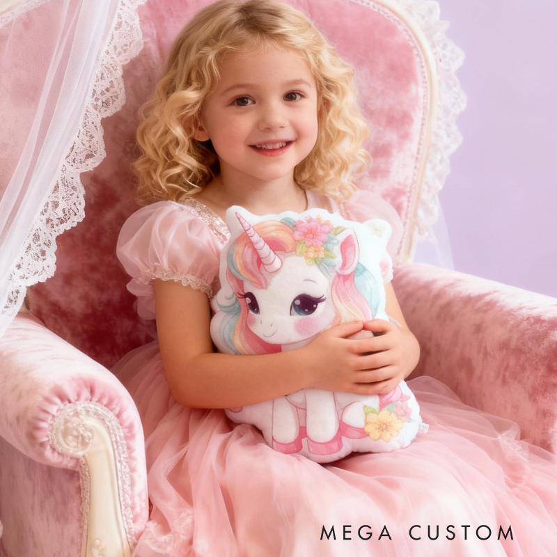 Personalized Dream Horse Name Custom Soft Decorative Gift Magical Rainbow Style Cute Pastel Cozy Dream Fantasy Sparkle Flower Lovely Whimsical Room Decor Graphic 3D Print Pillow