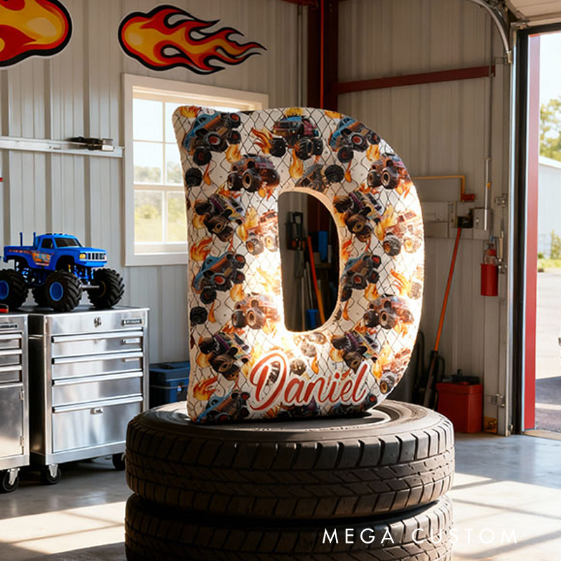 Personalized Truck Designs with Name Graphic 3D Print Pillow Christmas Gift for Kids or Baby Birthday Gift