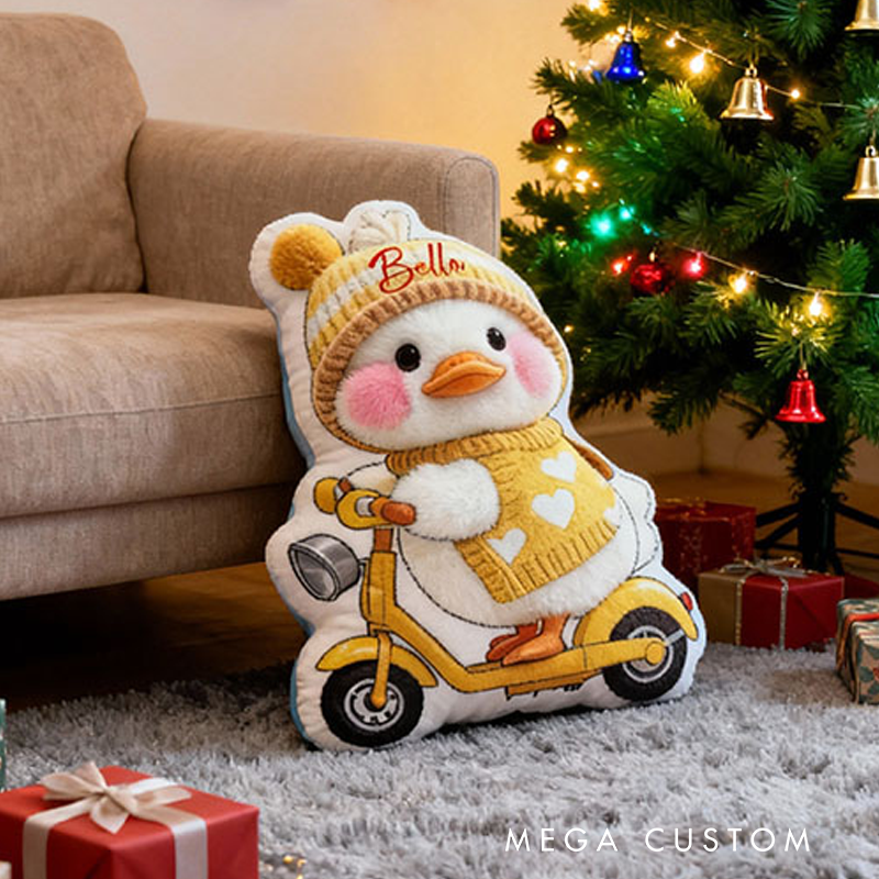 Personalized Cartoon Duck Design with Name Graphic 3D Print Pillow Christmas Gift for Kids or Baby Birthday Gift