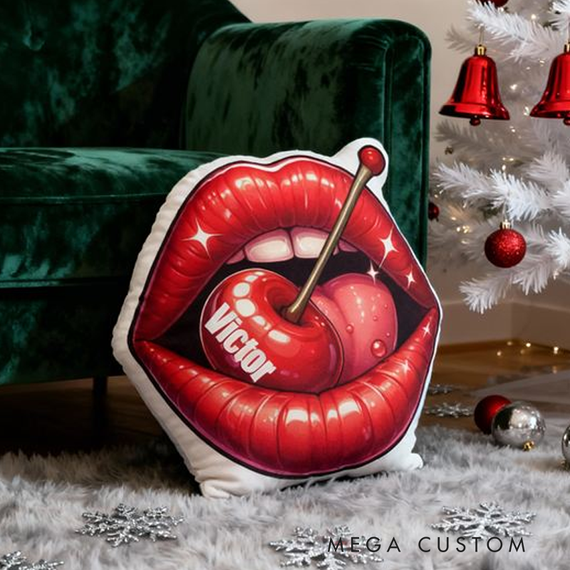 Personalized Cherry Lips Design with Name Graphic 3D Print Pillow Christmas Gift for Kids or Baby Birthday Gift