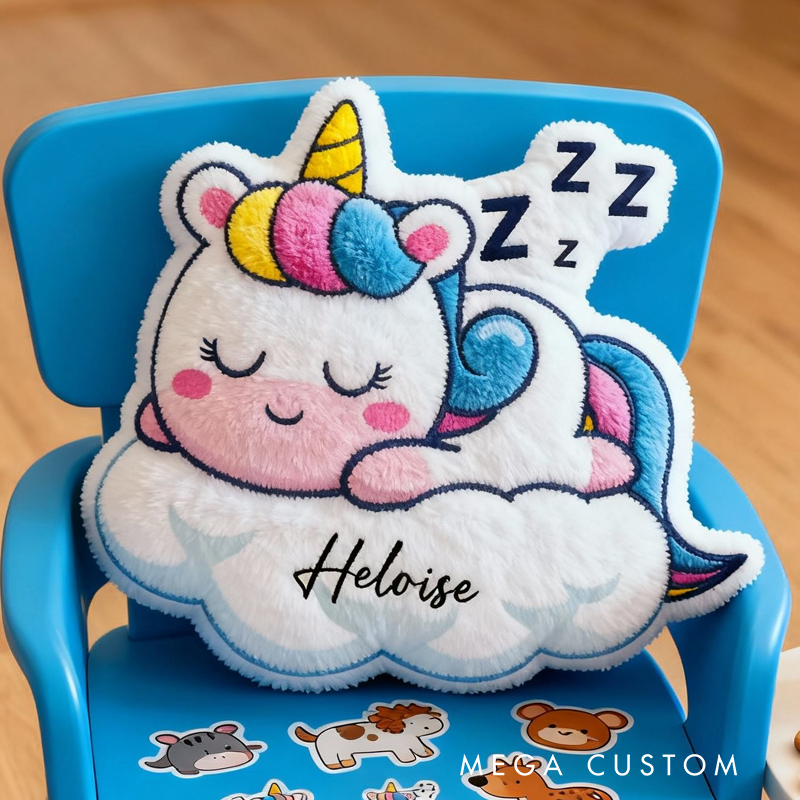 Personalized Sleeping Dream Horse On Cloud With Rainbow Mane For Kids Room Graphic 3D Print Pillow