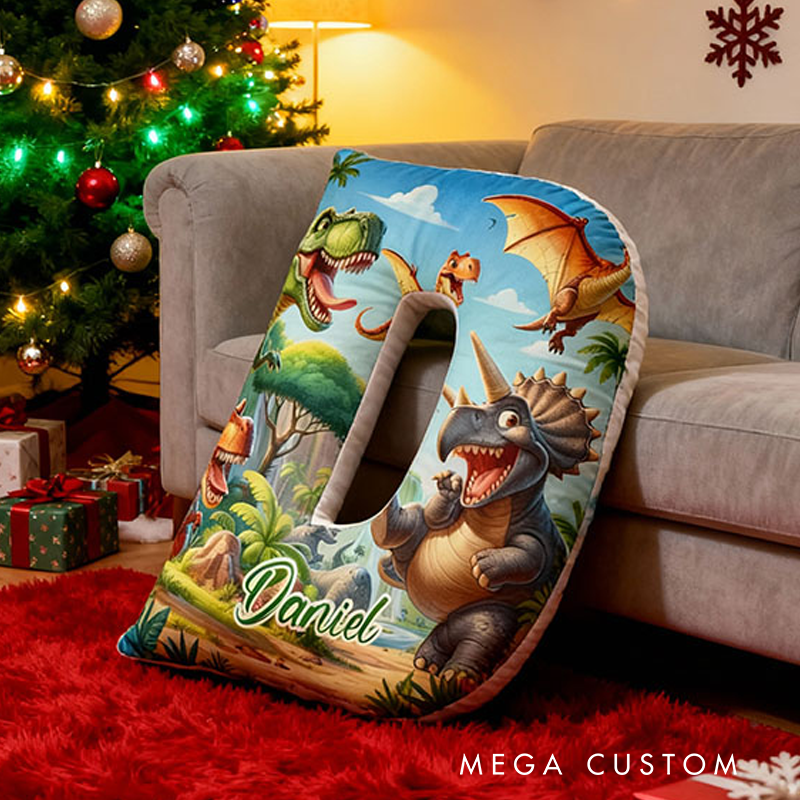 Personalized Dinosaur World Design with Name Graphic 3D Print Pillow Christmas Gift for Kids or Baby Birthday Gift