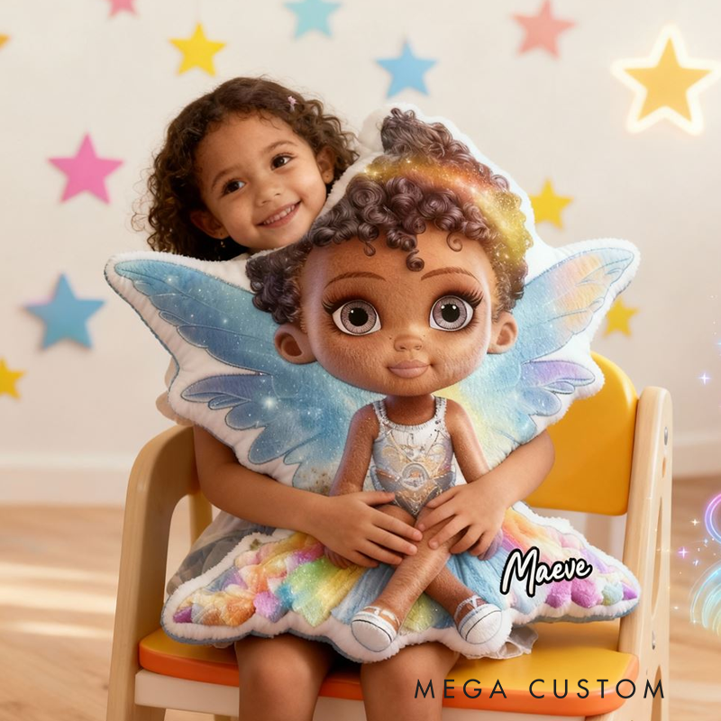 Personalized Fairy Princess with Name Graphic 3D Print Pillow Christmas Gift for Kids or Baby Birthday Gift