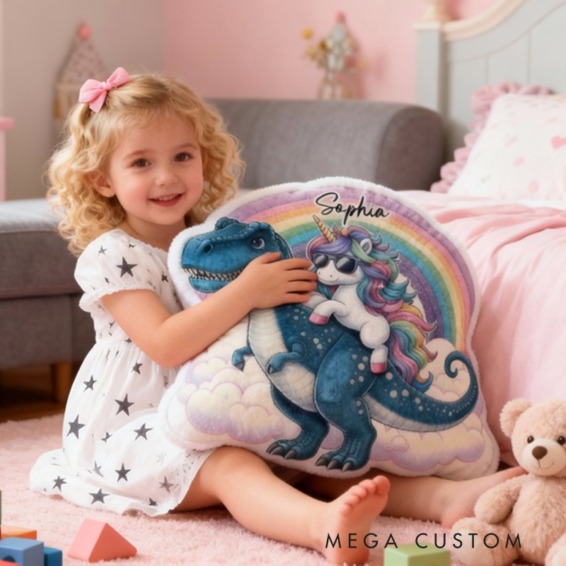 Personalized Dinosaur-Shaped with Name Graphic 3D Print Pillow Christmas Gift for Kids or Baby Birthday Gift
