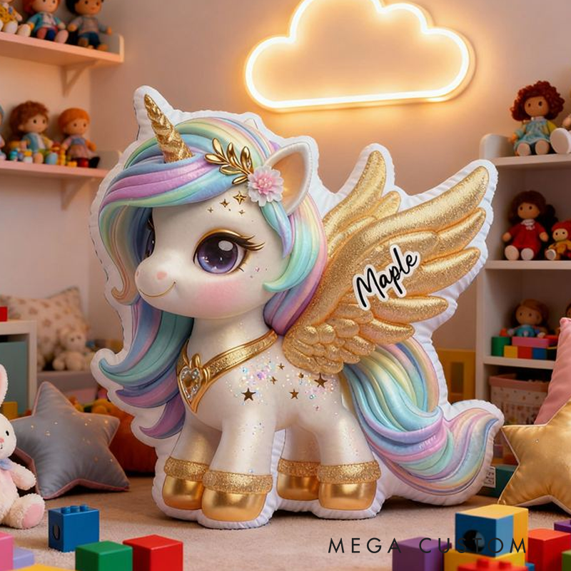 Personalized Elegant Dream Horse with Name Graphic 3D Print Pillow Christmas Gift for Kids or Baby Birthday Gift