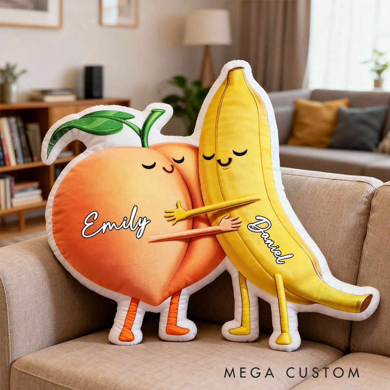 Personalized Banana and Peach with Name Graphic 3D Print Pillow Christmas Gift for Kids or Baby Birthday Gift