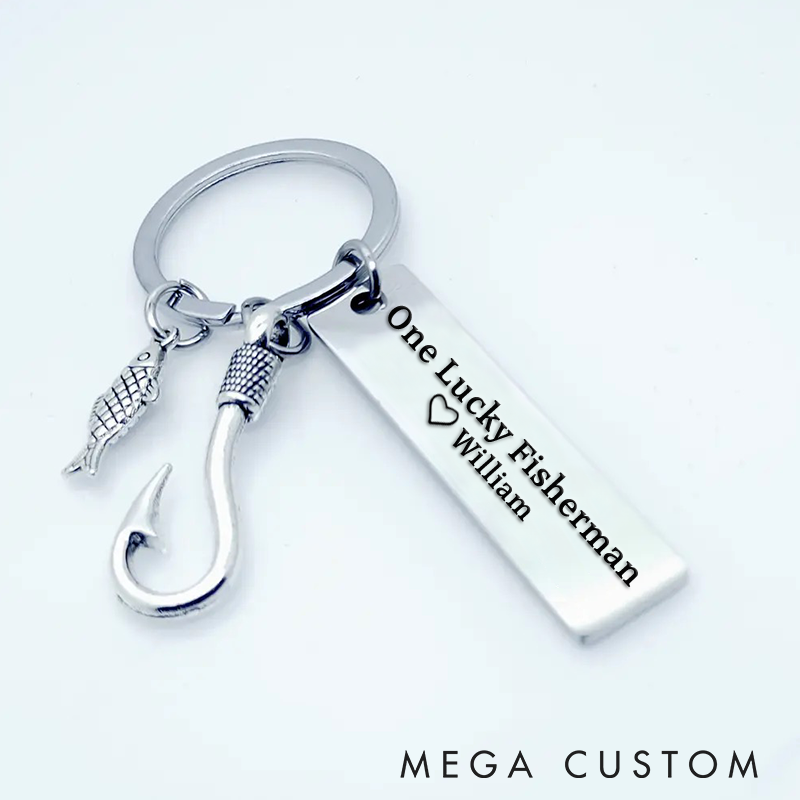 Personalized Fishing Keychain Funny Fishing Keychain Best Catch of His Life Design Custom Name Romantic Gift for Couples and Fishing Enthusiasts