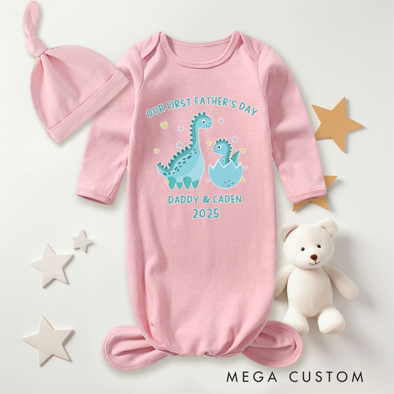 Personalized Little Dinosaur Father and Daughter Son Set Dad and Baby Matching Set Shirt Our First Father’s Day Gift for New Dad