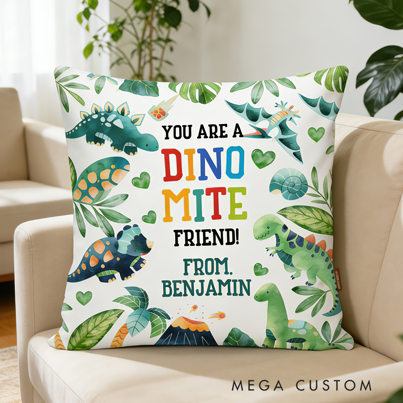 Personalized Colorful Dinosaur Pillow For Kids With Cute Theme Graphic 3D Print Pillow