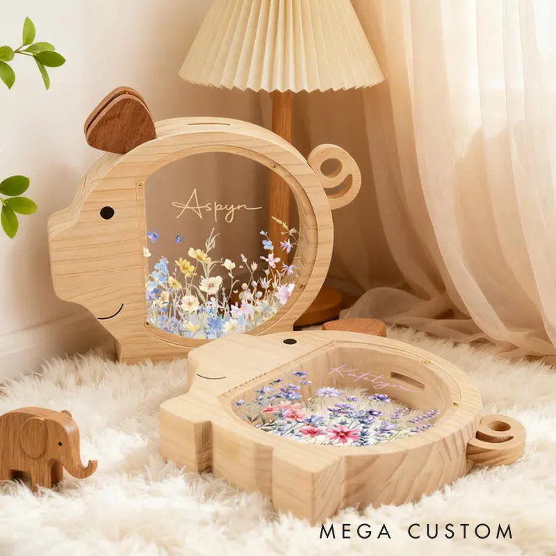 Personalized Girls Piggy Bank Wood Money Box for Kids Baby Shower Gift Personalized Wood Piggy Bank Nursery Decor Wooden Chritmas Gift